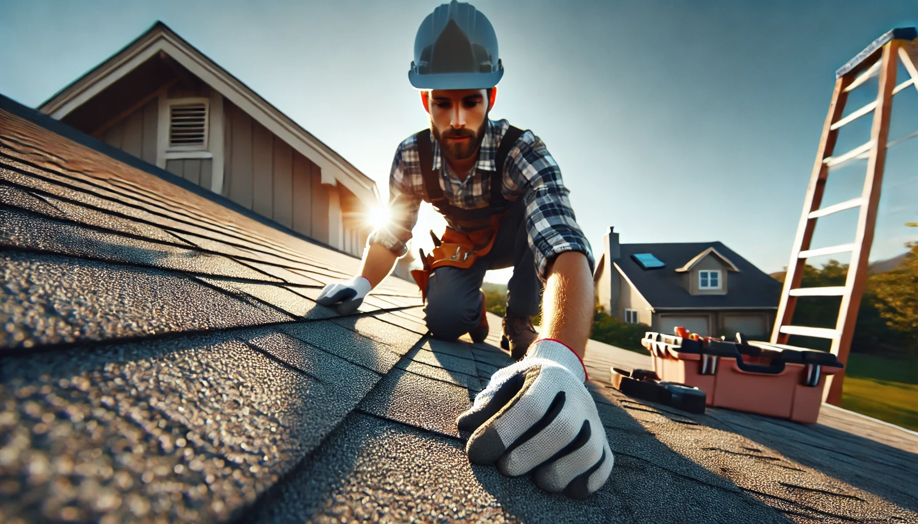 Professional inspector examining roof condition